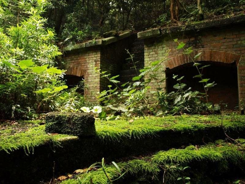 Руины старого форта Томогасима на острове Окиносима, поросшие плющом и кустарником, напоминают сцены аниме Небесный замок  Лапута.